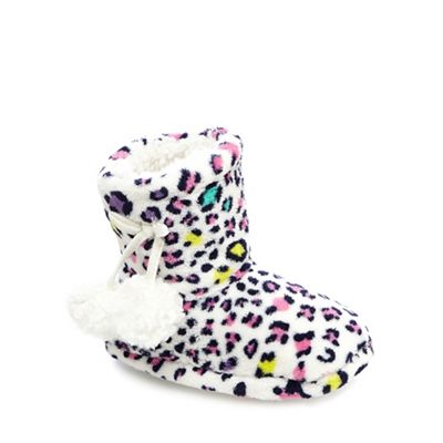 bluezoo Girls' multi-coloured leopard print slipper boots